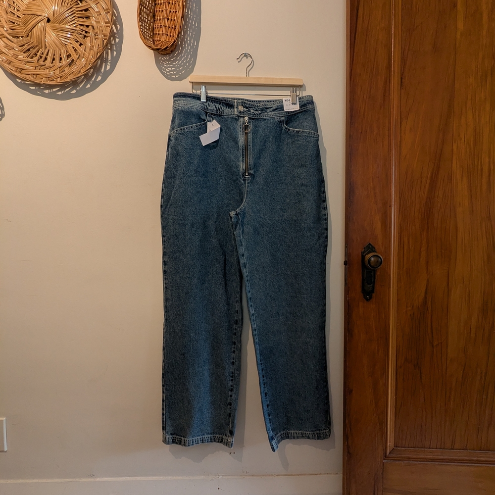 Topshop Blue Straight Leg Women's Jeans